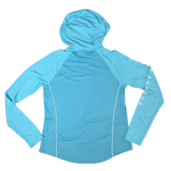 Under Armour Logo Velocity Heatgear Hooded Blue Pullover Top MEDIUM Sportswear‎ - Image 10