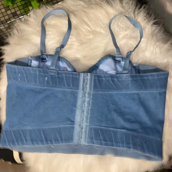 Papaya Blue Rhinestone Embellished Crop Top - Image 9