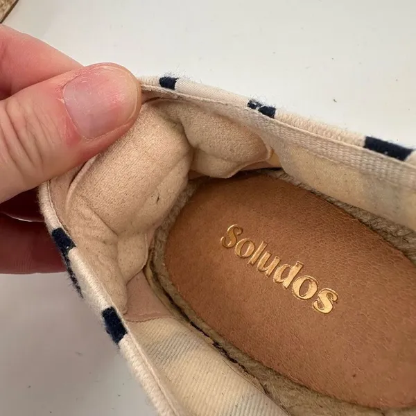 Soludos‎ Smoking Slipper Espadrille slip on shoes striped black tan size 5 - Image 11