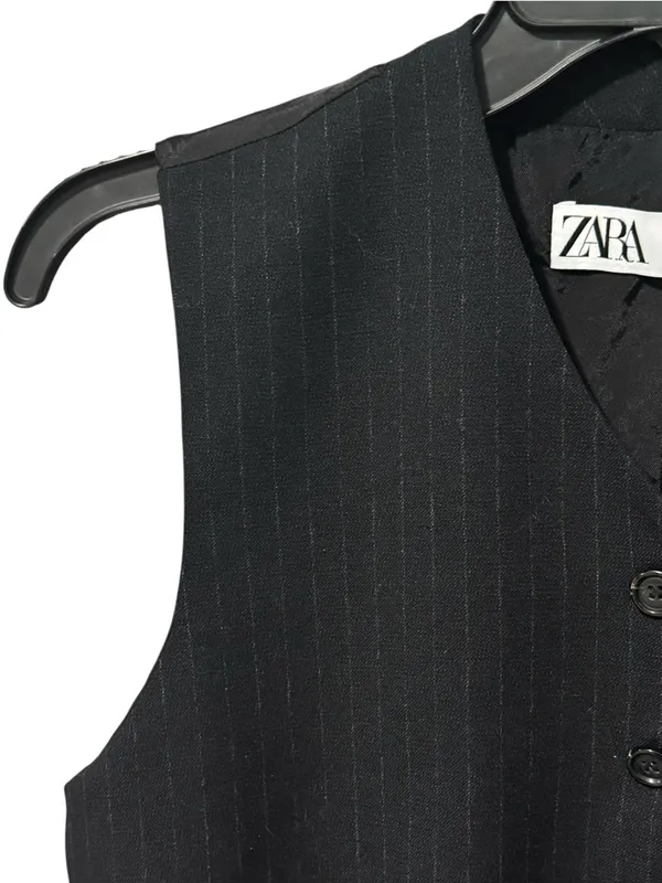 ZARA Pinstripe Vest S 17.5” p2p Black - Image 5