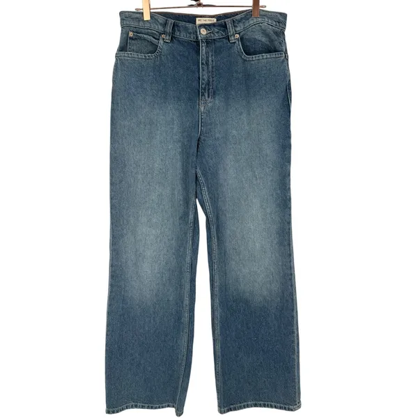 Free People Women's Tinsley Baggy High‎ Rise Jeans Hazey Blue Denim Size 31 Boho - Image 4
