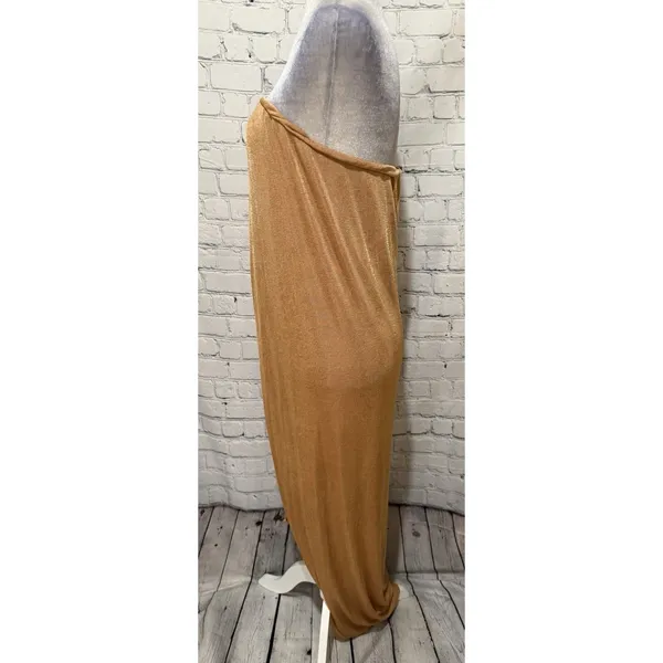 Jluxlabel Gold Slinky Strapless Long Maxi Dress XXL - Image 3