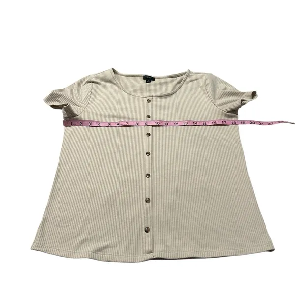ANN TAYLOR beige ribbed top - Image 3