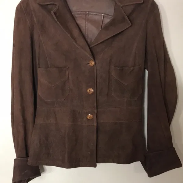 Unbranded Women's Suede Leather Button Front Jacket Small Brown boho earthy - Image 3