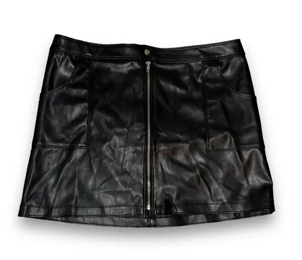 Faux Leather Zip Front Skirt - Image 3