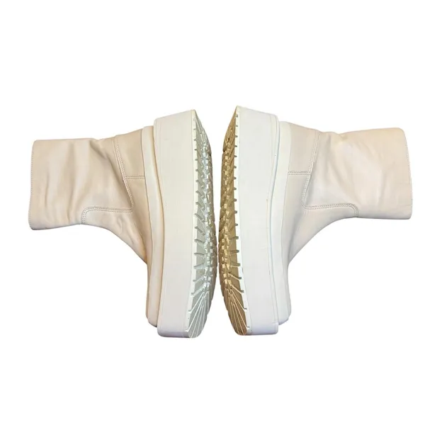 Paloma Barcelo Boots Womens Size 6 EU 36 White Leather Platform Wedge‎ Ankle Zip - Image 6