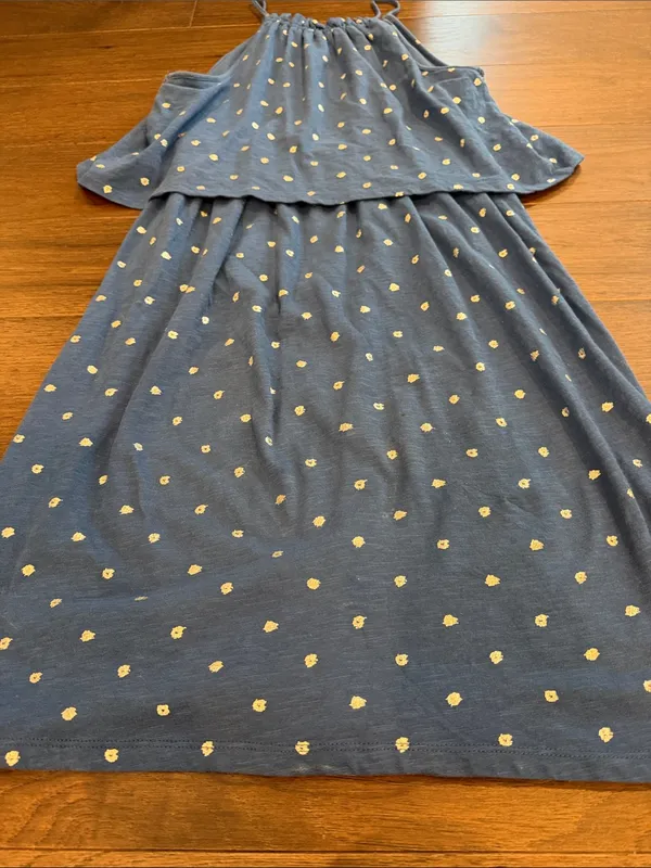 LOFT Navy Blue Polka Dot Layered Sundress Small - Image 7