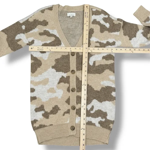 Lucky Brand Dessert Camo V Neck Long Cardigan Sweater Tan Cream‎ Small - Image 11
