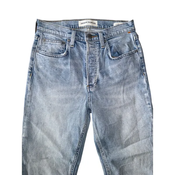 Denim Forum The Yoko High Rise Slim Jeans Womens 27 Light Wash Excellent‎ Frayed - Image 2