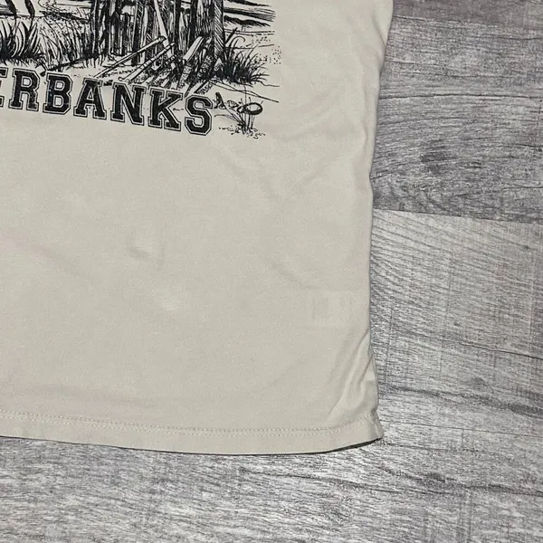 Originality Outer Banks T Shirt Womens S Cream Cotton Made in USA Slight Crop - Image 2
