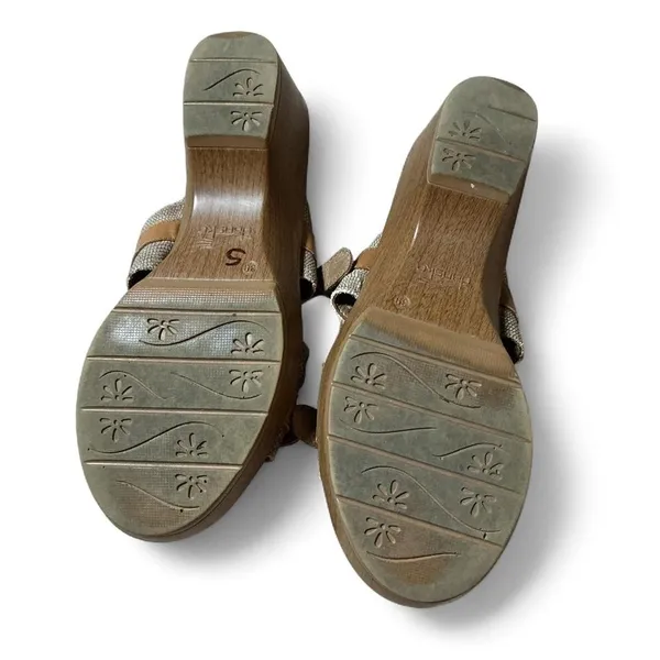 Y2K‎ Dansko Brown Leather Wood Platform Buckle Strap Wedge Sandals Size 39 - Image 4