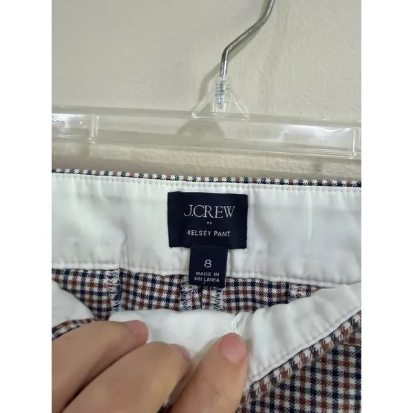 J.Crew Kelsey Pant 8 Multi Color Gingham Check Stretch Flare Preppy Trousers - Image 4