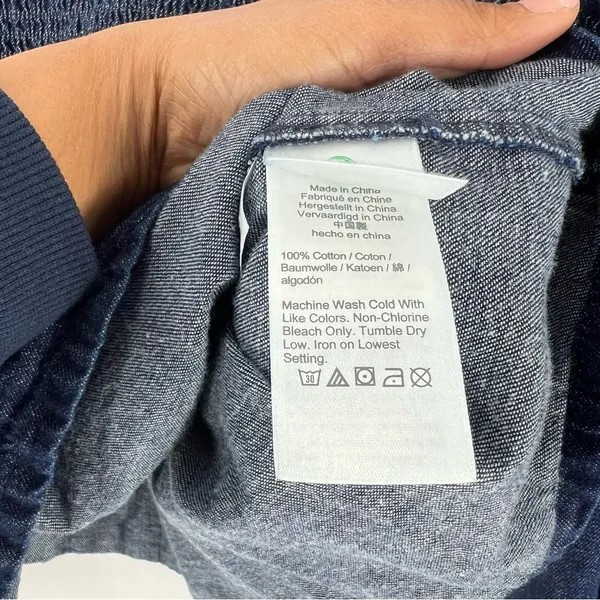 J.‎ Crew Dark Blue Chambray Smocked Puff Sleeve Top Peasant Milkmaid - Image 10
