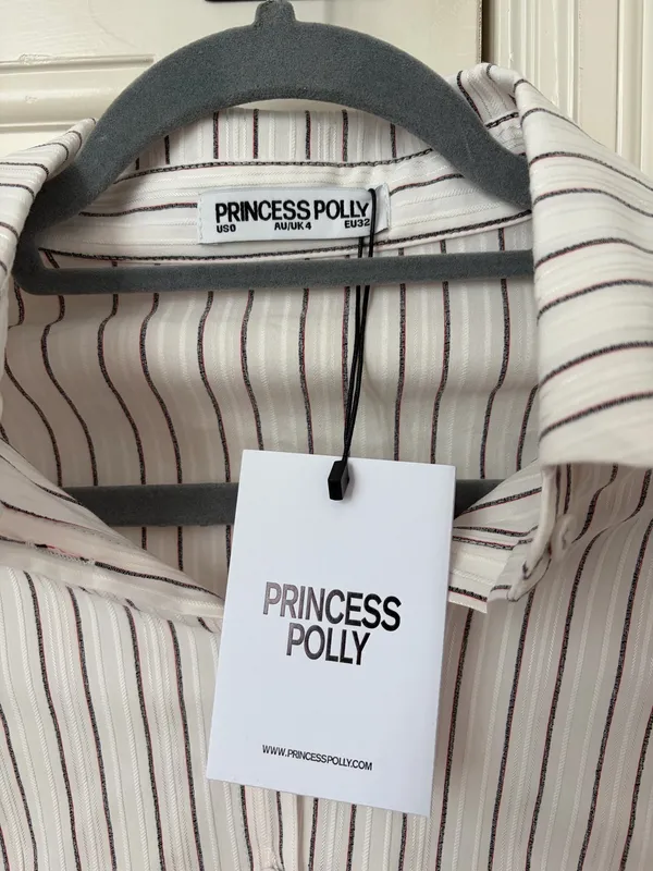 Princess Polly White Striped Button-Up Shirt - Image 2