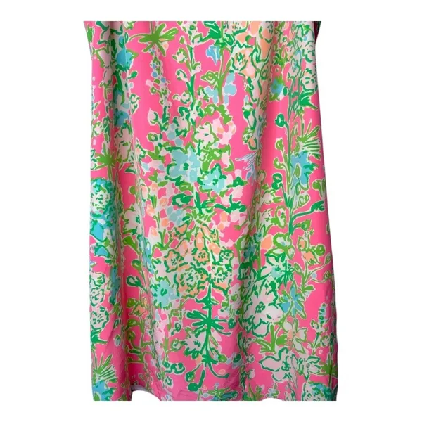 Lilly Pulitzer Silk Shift Dress Womens‎ XS Pink Floral T-Strap V-Neck Mini Silk - Image 9
