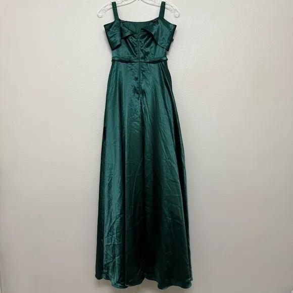 NEW Lulus Greatest Hits Forest Green Satin Off-the-Shoulder Maxi Dress Size XS - Image 9