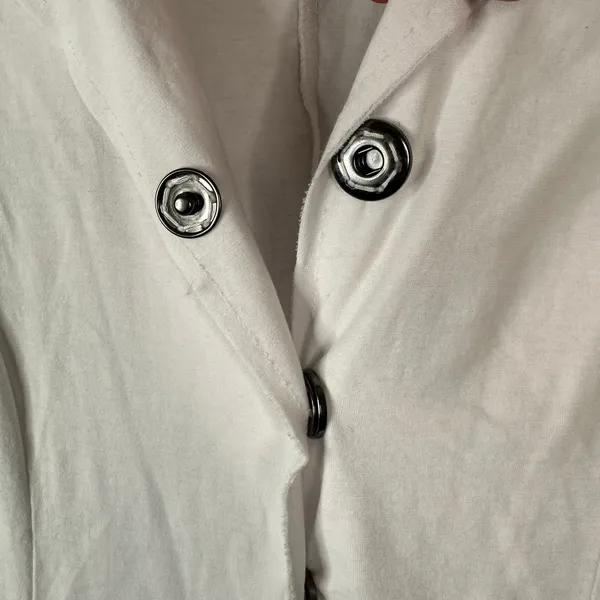 Black Label Womens Medium White Deconstructed Jersey Snap Blazer Cardigan Top - Image 4