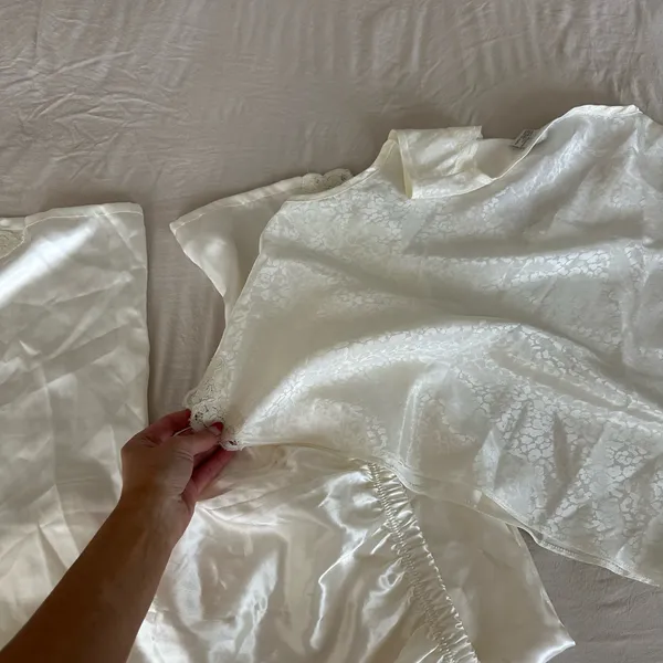 Vintage cream silky pajamas White Size L - Image 5
