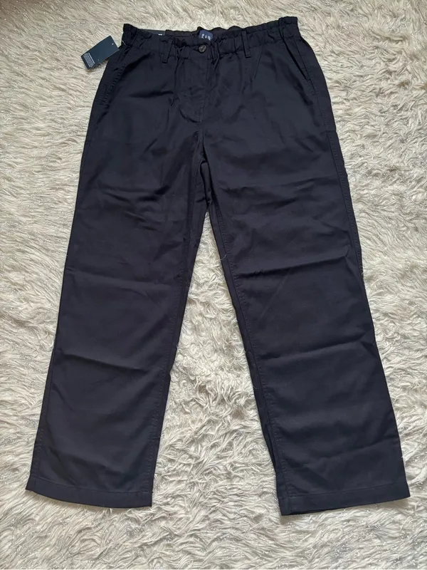 GAP Black Women’s Straight-Leg Twill Elasticized Pant Size L - Image 2