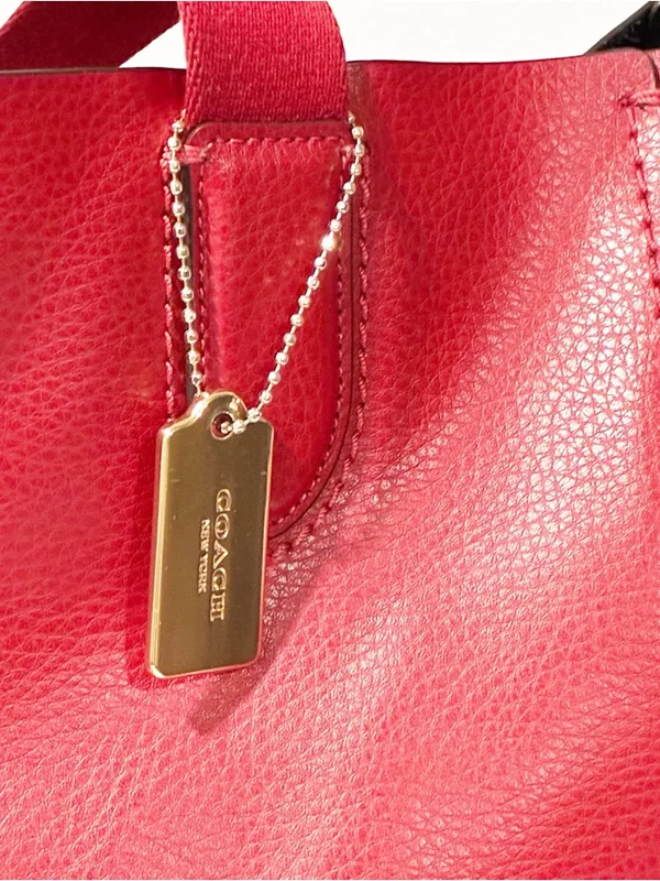 Coach Large Derby Tote Bag Red 58660 Leather Shoulder Bag - Image 3