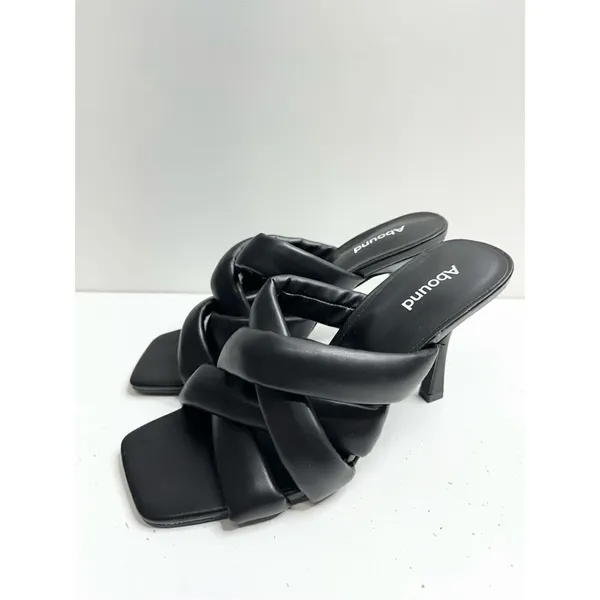 Abound Sandals‎ Size 6 Black Square Toe Woven Stiletto High Heels - Image 2