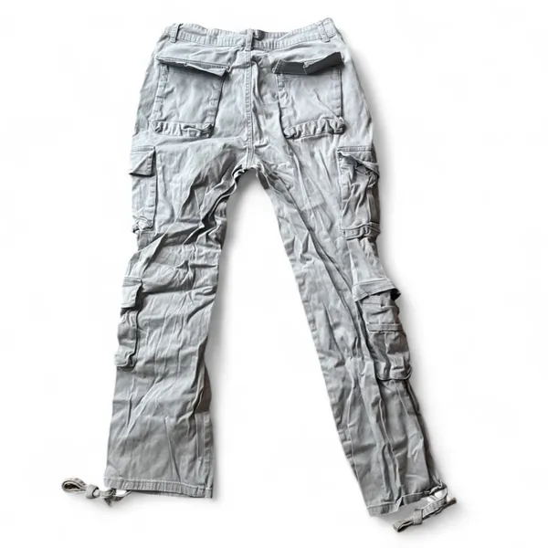 Gilipur Gray Khaki Cargo Pants with multiple pockets & decorative ankle straps - Image 4