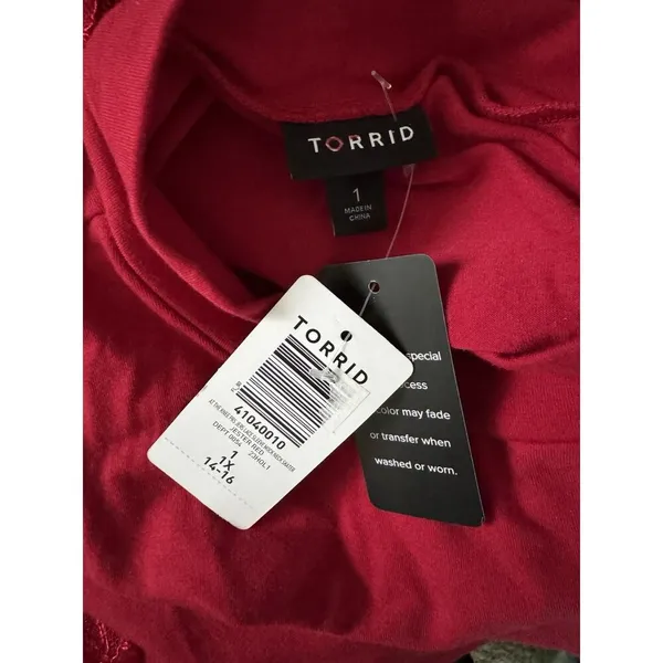 NWT Torrid Red At The Knee Jersey Lace Sleeve Mock Neck Skater Dress Size 1X - Image 9