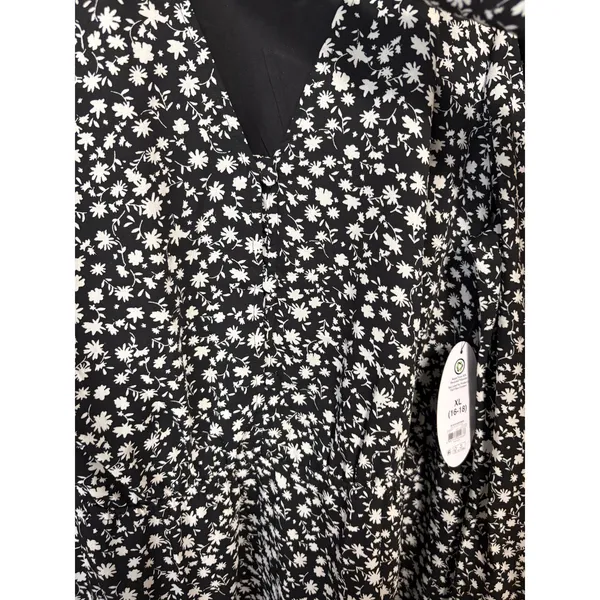 Scoop Black And White Floral Tie Neck‎ Dress Size XL - Image 7