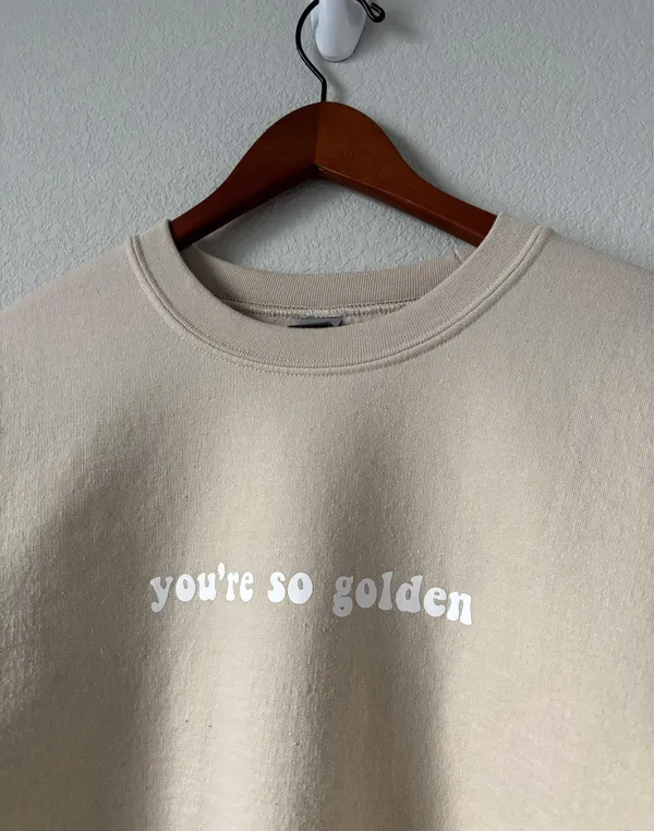 Gildan Cream and white "you're so golden" sweatshirt - Image 3