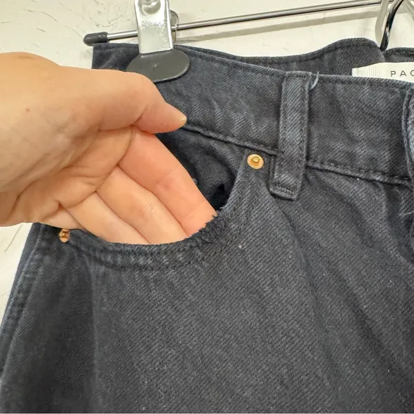 Pacsun Black Distressed Baggy Jeans Womens 25 Button Fly Casual Wide Leg Denim - Image 5