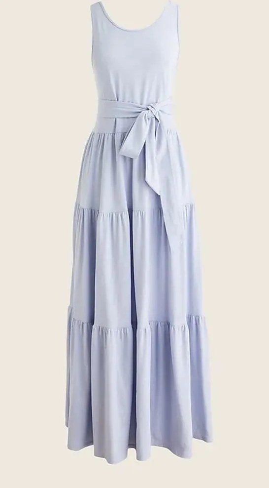 J. Crew Broken-In Jersey Tiered Maxi Dress periwinkle size small - Image 11