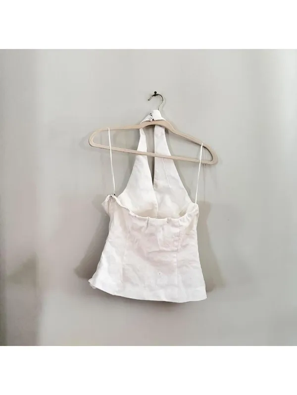 Reformation Tate Linen Top in White - Image 5