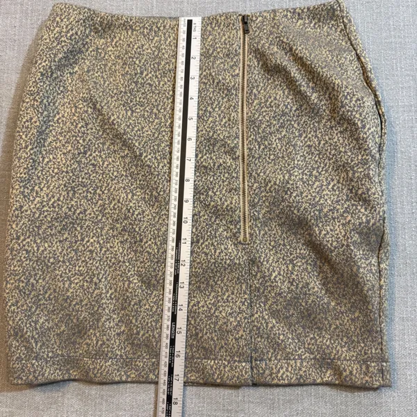 Tulle Mini Skirt Size M Gold Brown Textured Print Front Zipper - Image 4