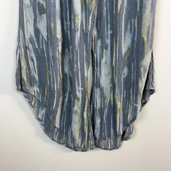 Free People Pants‎ Womens Large Gray Blue Yellow Abstract Wide Leg Boho Lounge - Image 11