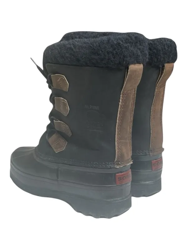 Vintage: Sorel ™ ✪ Alpine Felt Lined Wool Trim Leather Lug Sole Boots ✪ Black 7M - Image 5