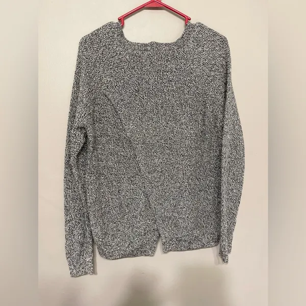 Madewell Province‎ Cross Back Knit Pullover Sweater Black & Gray Size Medium - Image 6