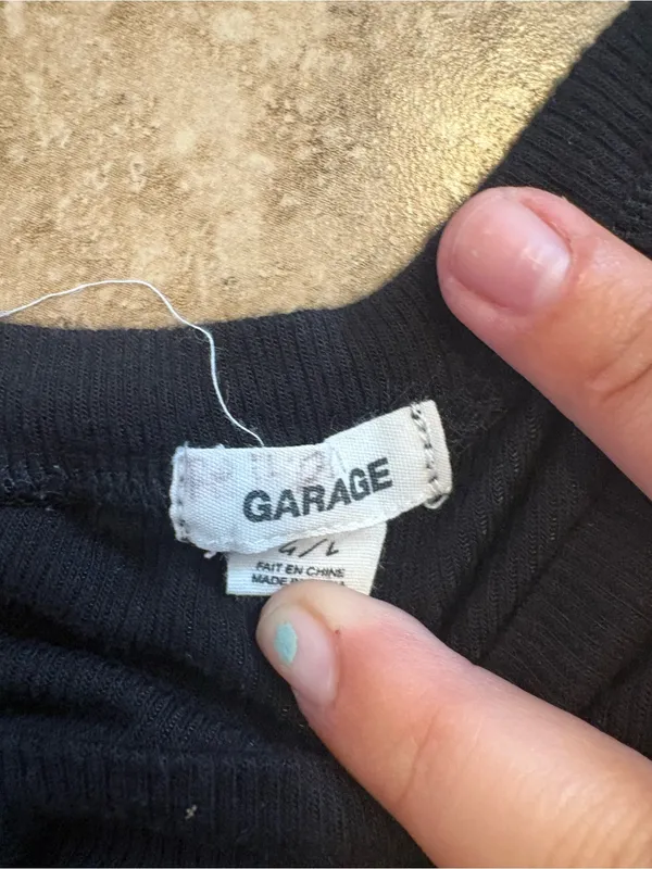 Garage Black Ribbed Short Sleeve Tee - Image 2