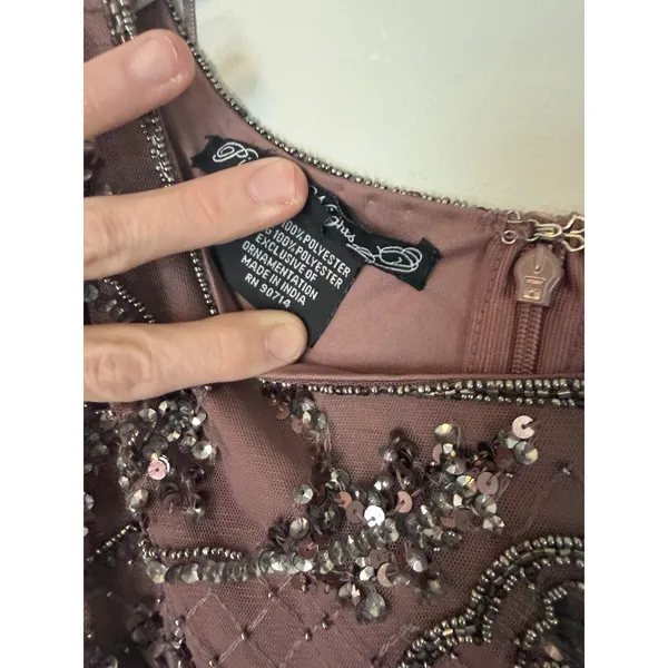 Pisarro Nights Embellished Mesh MIDI Gown Beaded Sz 10 Mauve NWT $268 - Image 7