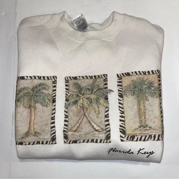 Fruit of the Loom Vintage Florida Keys cozy soft sweatshirt oversized large cream crew neck - Image 3