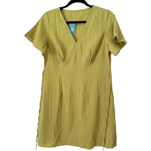 NWD Cupshe Lime Green Flared Sleeve Mini Dress Size Medium - Image 3