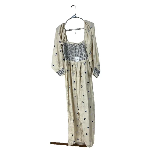 Free People Dahlia Embroidered Jumpsuit Smocked Off The Shoulder Pull-On Med NEW - Image 2