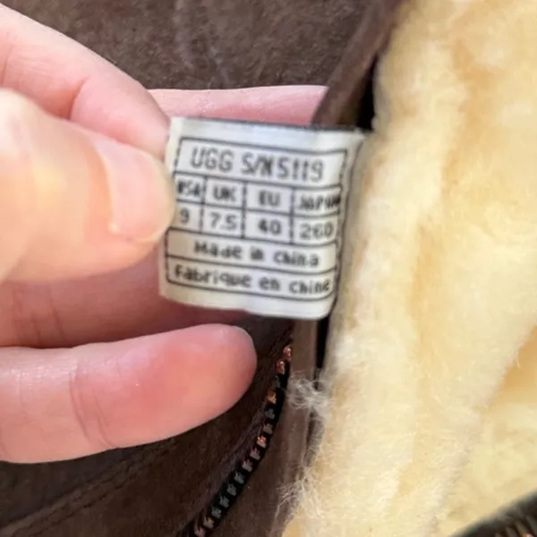 UGG Vintage Y2K Tall Knightsbridge Brown Below Knee Suede Shearling Back Zip Boots - Image 9