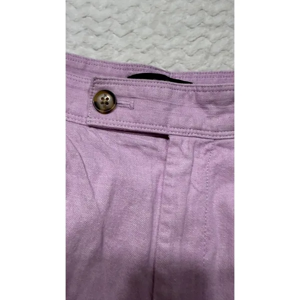 Banana Republic Pink Lavender Linen Wide Leg Pleated Pants Size 8 High Rise - Image 9