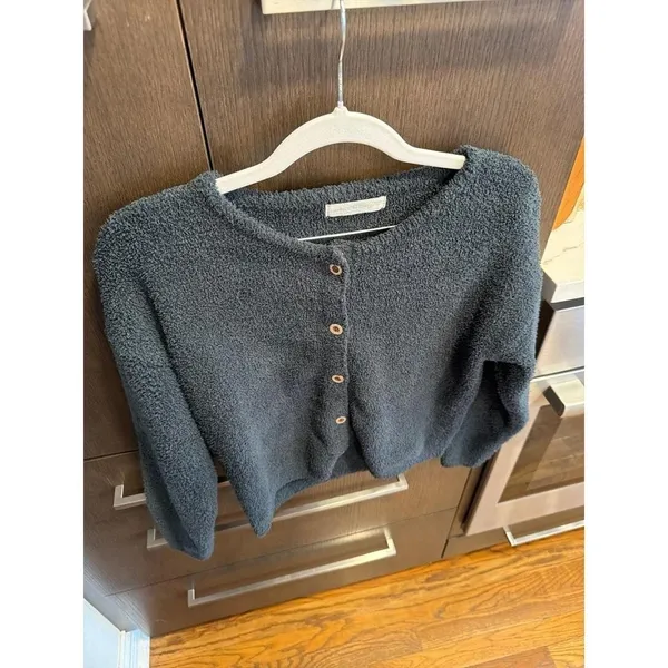 Natural Life Dark Forest Sweater Cardigan Button Puffer Cozy Preppy large - Image 2