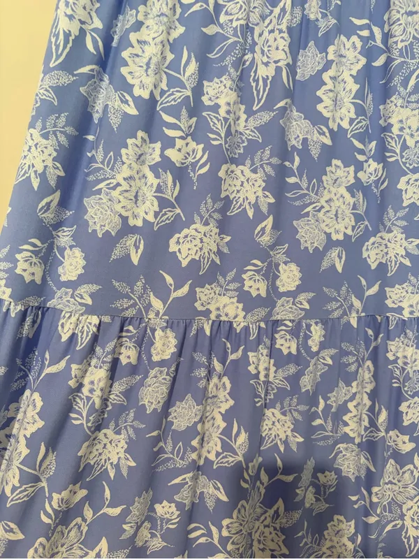 SO Blue Floral Spaghetti Strap Tiered Maxi Dress Size S - Image 4
