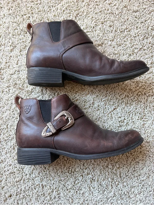 Ariat Jenna Western Ankle Boots 8.5B Brown Leather Cowboy Equestrian - Image 4