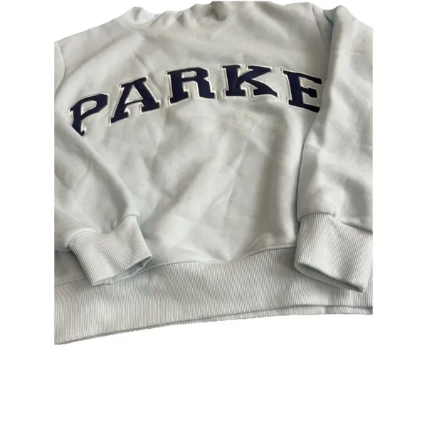 Parke Hometown Varsity Mockneck Sweatshirt Cloud Blue S/M Fleece Sold Out - Image 4