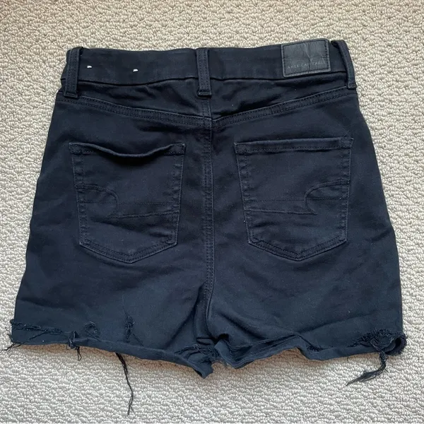 American Eagle Outfitters Curvy High Rise Stretch Black Denim Shorts 4 - Image 2