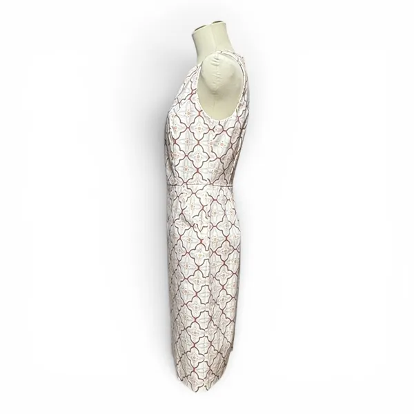 Boden Cotton Talia Trellis Sleeveless Sheath Dress Ivory Lavender 6L - Image 3
