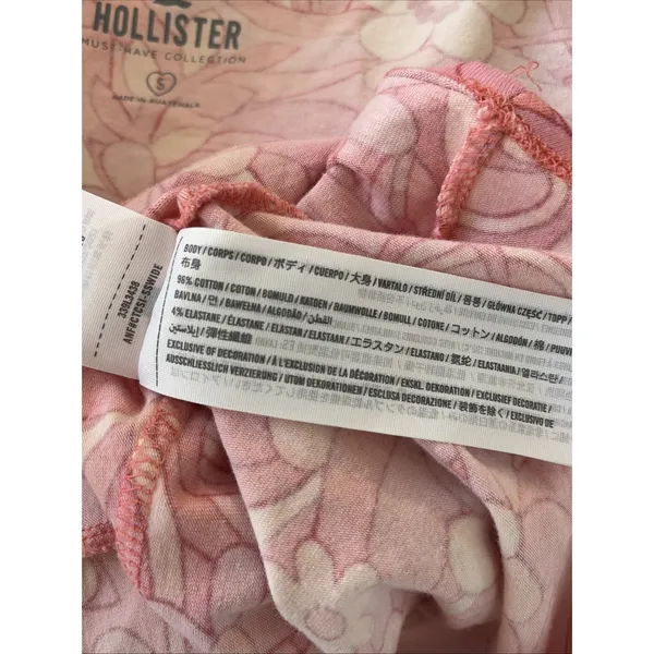 Hollister Retro Floral Baby Tee Womens Size S‎ Pink Psychedelic Y2K Cotton Top - Image 4